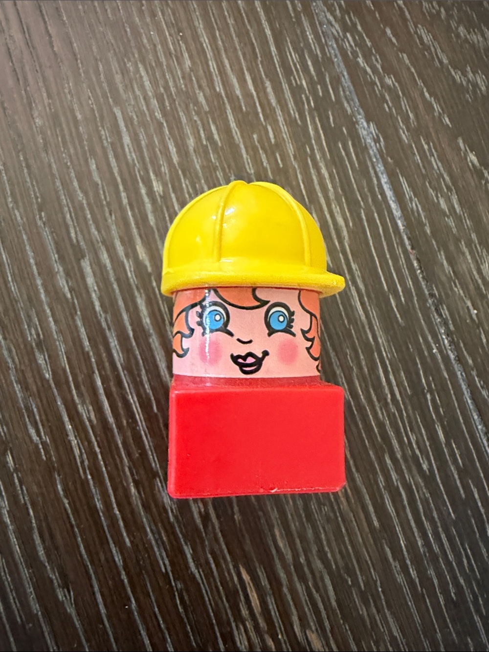 Mega Bloks Kids Vintage Yellow Helmet Construction Figure Red Hair - Picture 1 of 4